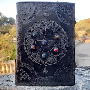 Large Leather Pentagram Journal: Seven Stone Book of Shadows