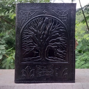 Handmade Tree of life journal Black Leather journal Refillable notebook Tree of life Journal with lock personalized gift for Him and Her