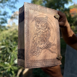 600 page Celtic Owl leather journal Large Notebook Leather Grimoire Book Of Shadows Lined/Unlined Journal Fat leather Writing Book Gifts