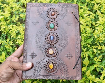 Personalized Leather Journal: Handmade Stone Embossed Sketchbook