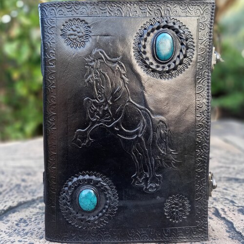 Leather Journal Notebook Celtic Embossed Diary Refillable Etsy