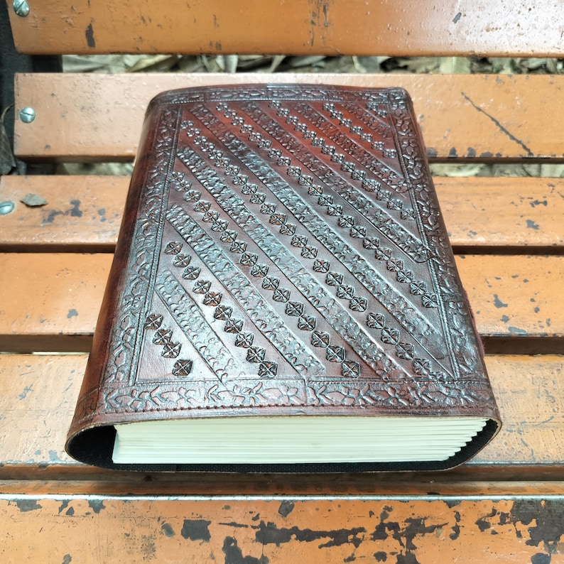 Personalized Leather Book of Shadows: Embossed Pentagram Journal image 6