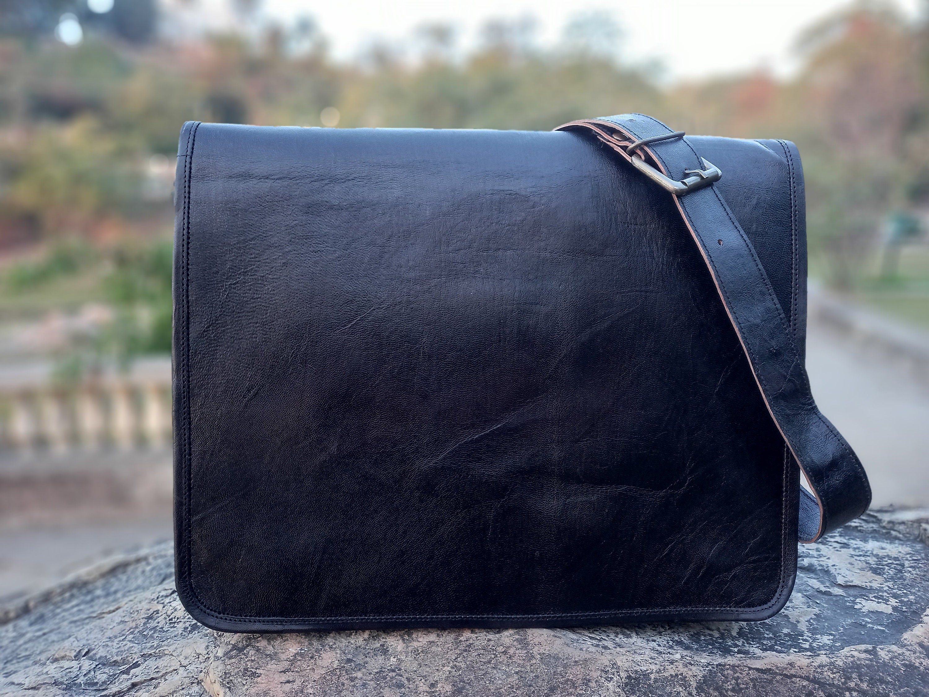 Leather Black Messenger Bag for sale Only 4 left at 75