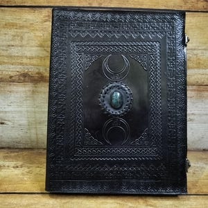 Triple Moon Leather Ring Binder: Handmade Grimoire Organizer image 20