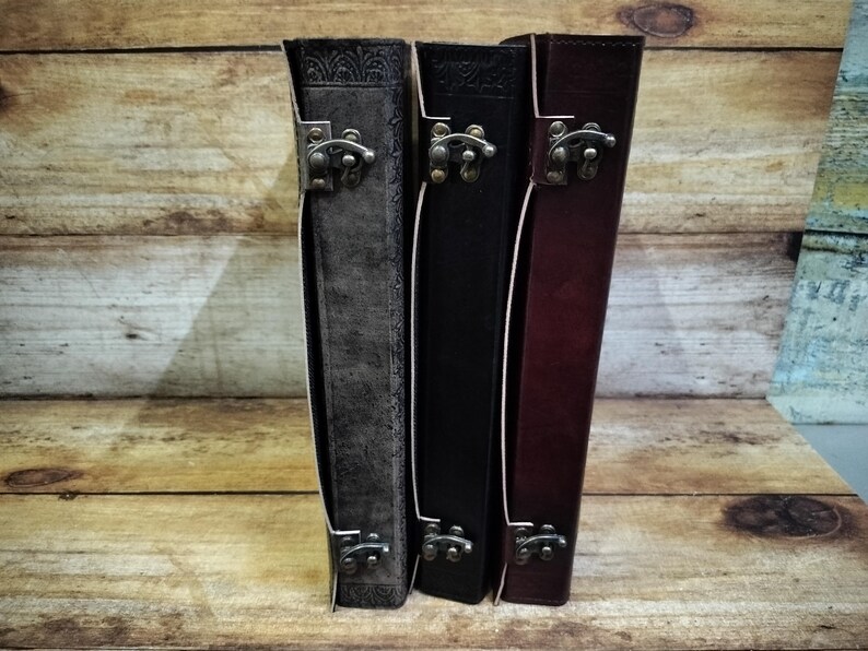 Triple Moon Leather Ring Binder: Handmade Grimoire Organizer image 15