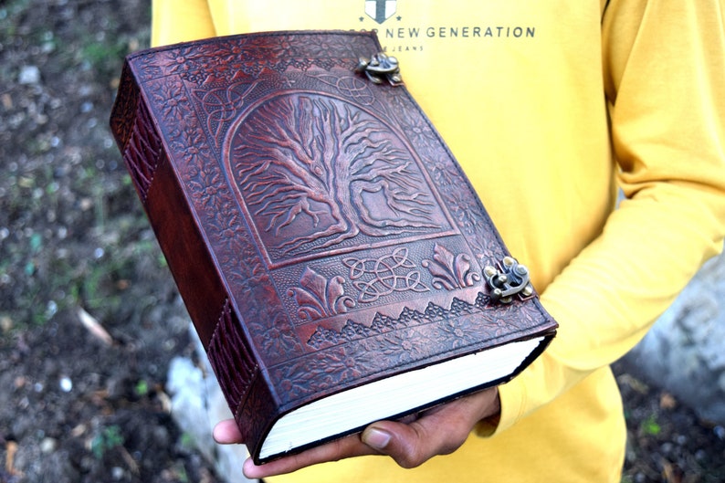 Large 600 Pages Leather Journal Tree of Life Journal Large Notebook Leather Diary Lined/Unlined Paper Vintage Leather Journal image 2