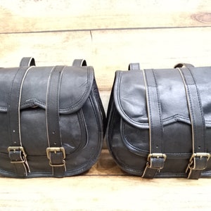 Leder Motorrad Satteltaschen Satteltaschen 2 Taschen Schwarz Side Pouch Bike Handgefertigte Ledertasche
