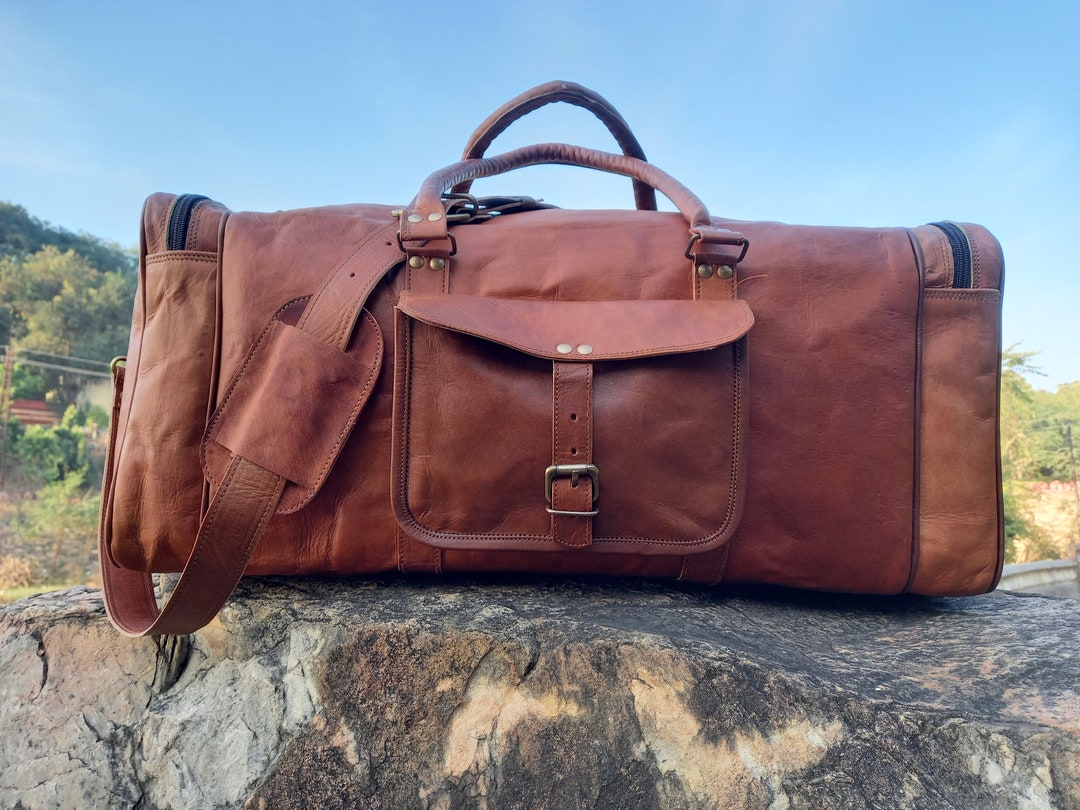 Leather Duffle Bag Leather Weekender Travel Bag Overnight - Etsy