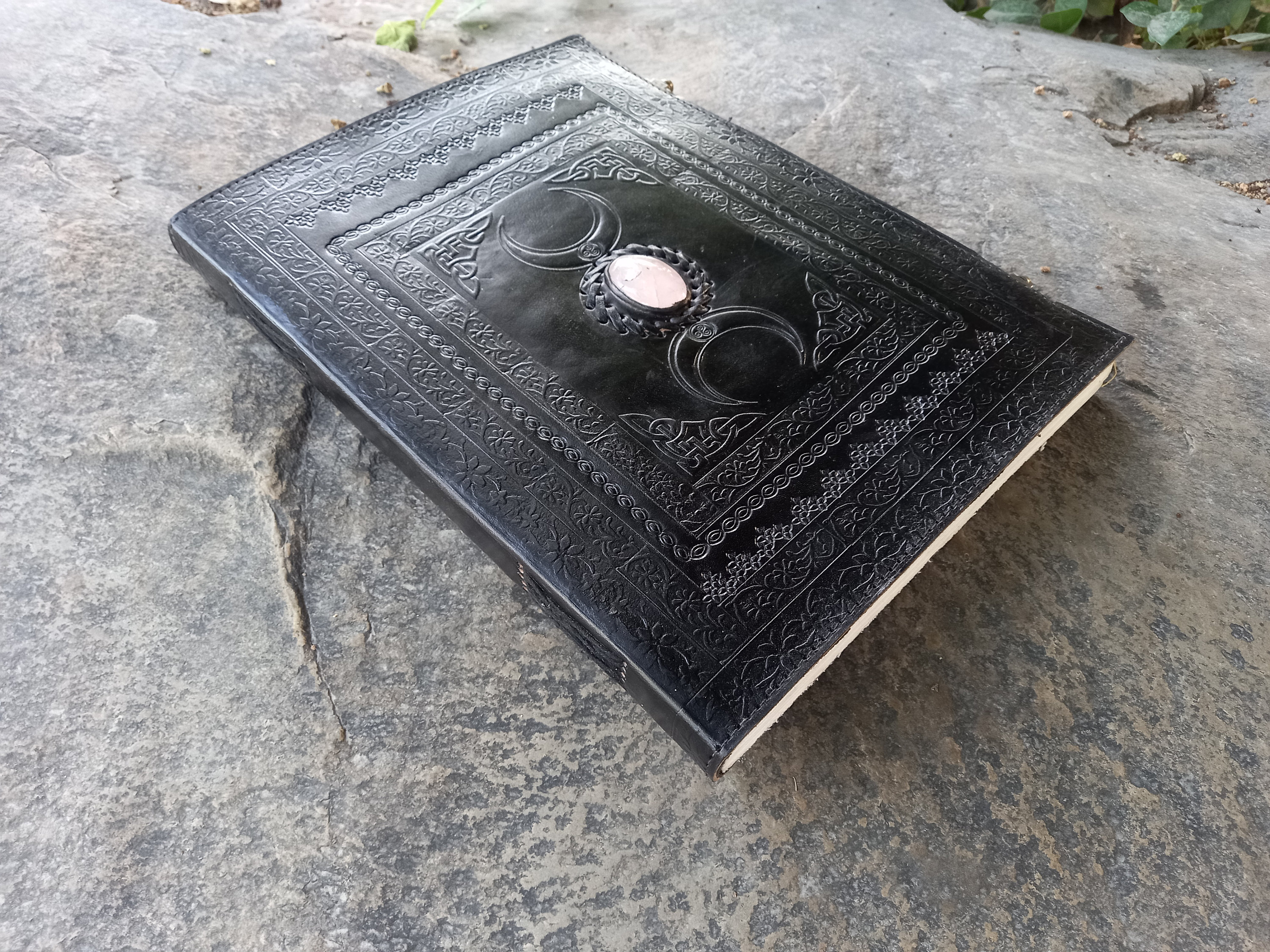 Triple Moon With Pentagram Leather Notebook - View #12