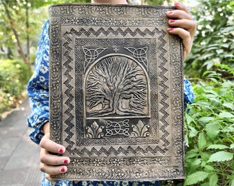 Leather Journal, Tree of Life Notebook, Extra Large book of Shadows, Sketchbook, Handmade Gifts