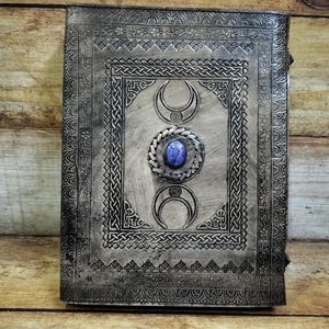 Triple Moon Leather Ring Binder: Handmade Grimoire Organizer image 18