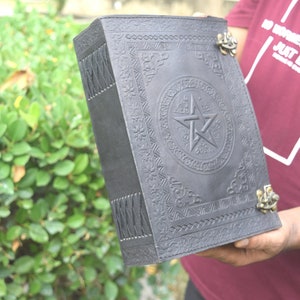 Personalized Leather Book of Shadows: Embossed Pentagram Journal image 4