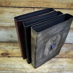 Triple Moon Leather Ring Binder: Handmade Grimoire Organizer image 14