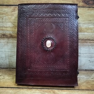 Triple Moon Leather Ring Binder: Handmade Grimoire Organizer image 19