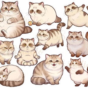 Cat clip art, kitten sublimation, cat character PDF, PNG, cats art, funny cat printable, cat bundle art, animal printable, meow stickers