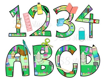 School alphabet png, pdf, teacher font, school letters png, back to school, abc clipart, stationery clip art, fonts and numbers, doodle font