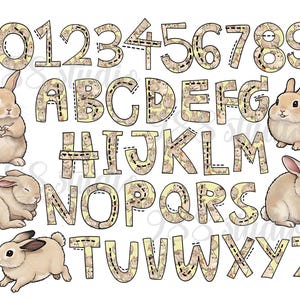 Rabbit Fonts, Animal Alphabet Png, Pdf, Cute Rabbit, Rabbit Letters Png ...