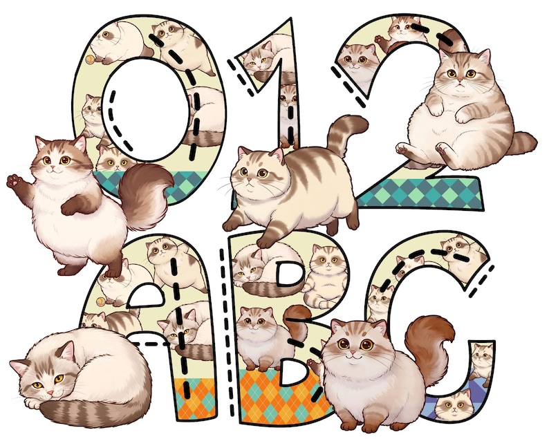 Cat Fonts, Abc Clip Art, Doodle Cat Art, Animal Alphabet Png, Pdf, Cute ...
