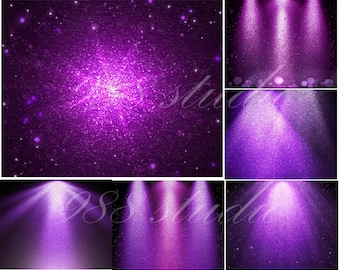 Lila Glitter Scheinwerfer auf schwarzem Hintergrund - violetter Druck - lila schwarz - Glitzer Textur - Hintergrunddruck - zum Ausdrucken - zum Downloaden