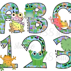 Imágenes prediseñadas del alfabeto, alfabeto de ranas (PNG), letras de ranas (PNG), imágenes prediseñadas del alfabeto de animales, imágenes prediseñadas de sapos, animales pequeños, sublimación de ranas, decoración de fuentes