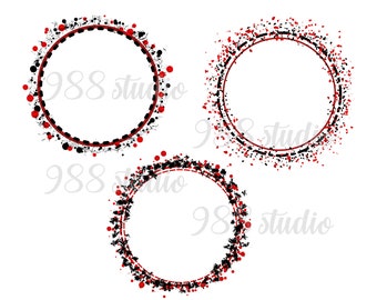 Splash circle png, black red circle png, bleach circle png, red black circle frames png, spot splash, spatter circle png, circle clip art