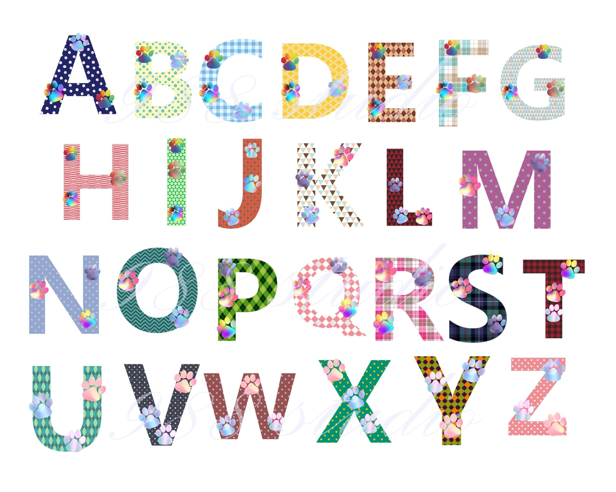 Paw Alphabets Png paw Fonts rainbow Alphabet Cute Abc Letter Png cat ...