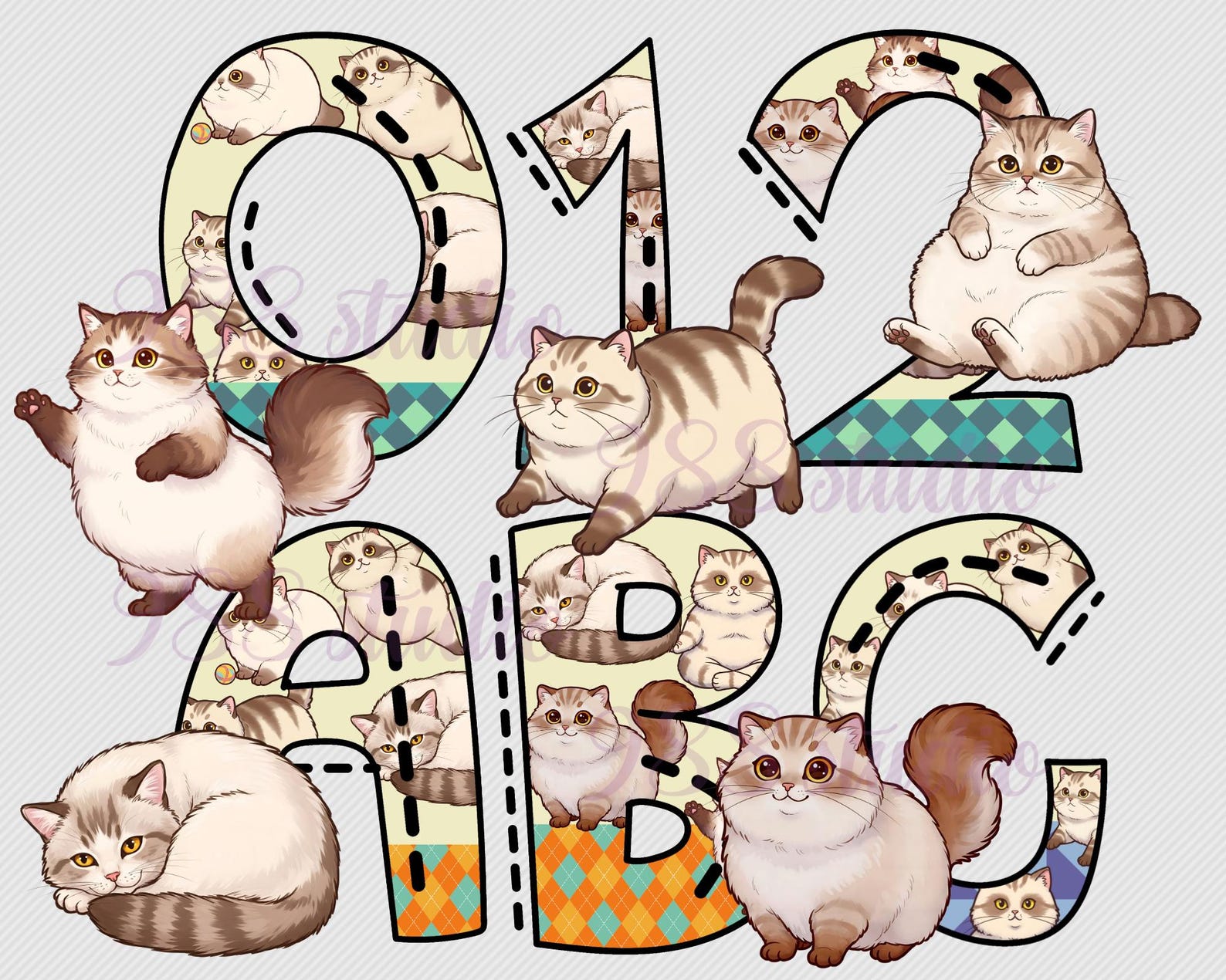 Cat Fonts, Abc Clip Art, Doodle Cat Art, Animal Alphabet Png, Pdf, Cute ...