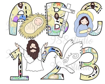Jesus fonts, Christian alphabet png, doodle Jesus Mary mother, god png, Christ png, religion art, baby Jesus art, religious font, doodle art