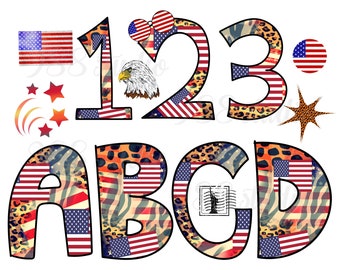 American letters png, patriotic font png, leopard USA pdf, 4th of July font, American flag alphabet, usa clip art, decorative alphabet png