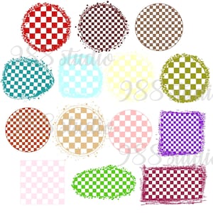 Distressed Checkered, check background png, color checkered art, round checkered frame png, checkered art print, square clip art