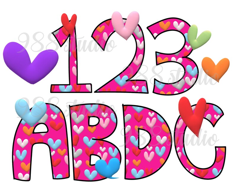 Alfabeto de corazón png, alfabeto 3D png, letras de corazones, alfabeto ...