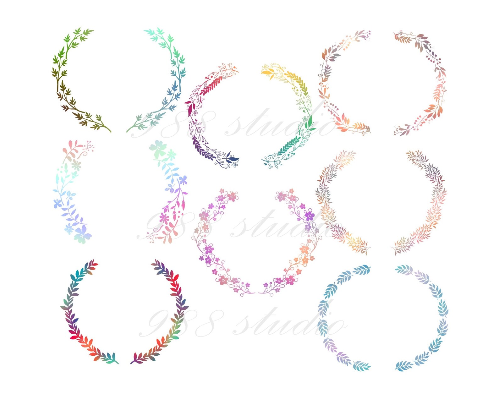 Flower Vine Border border Circle Png Floral Vine Clip Art Etsy