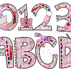 Alfabeto de maquillaje png, fuente cosmética pdf, imágenes prediseñadas abc, imágenes prediseñadas de fuente, cosméticos png, lindo alfabeto, imágenes prediseñadas cosméticas, belleza png, número png