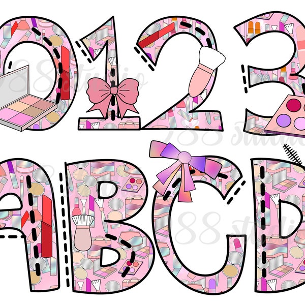 Makeup alphabet png, cosmetic font pdf, abc clip art, font clip art, cosmetics png, cute alphabet, cosmetic clip art, beauty png, number png