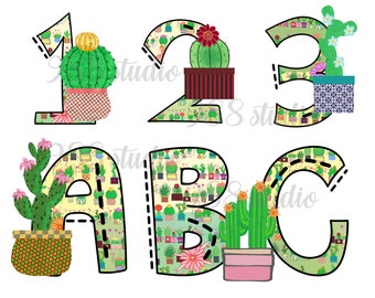 Cactus font png, succulent alphabet, plants sublimation, alphabet letters, cactus clip art, plant letters, flower cactus art, doodle font,