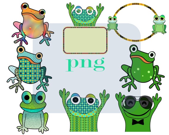 Frog Clip Art Frog Printable Cute Frog Art Funny Frog Art - Etsy