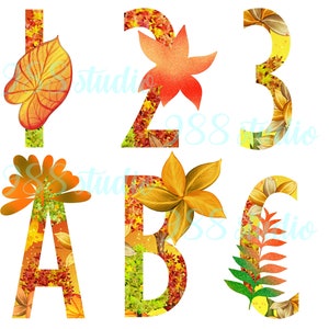 Fall fonts, leaves clip art, yellow font png, leaf clip art, season alphabet, font print, fall art, colorful fonts, alphabet sublimation
