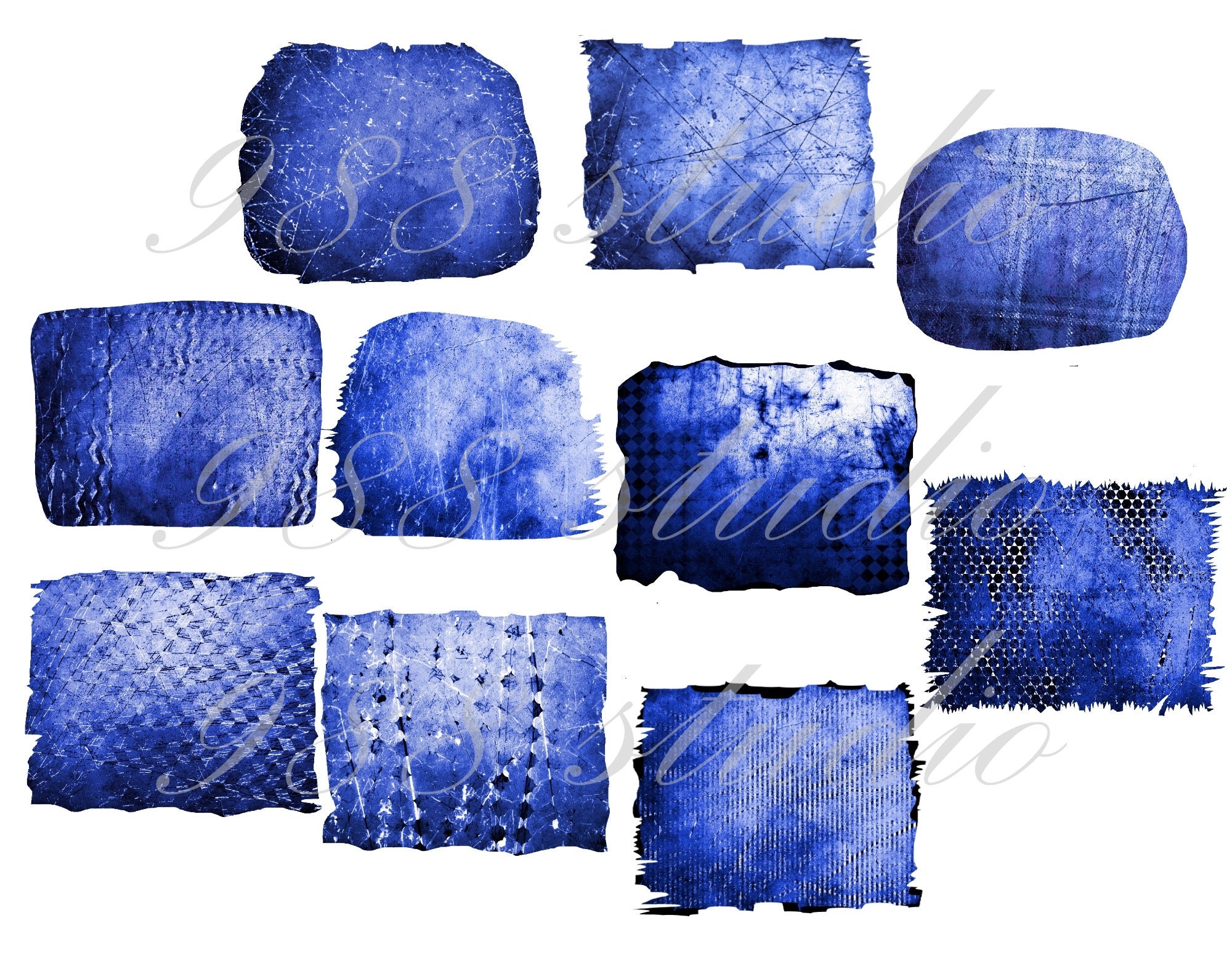 Blue digital -old blue digital art- blue background png -old background png, torn paper png -background digital download