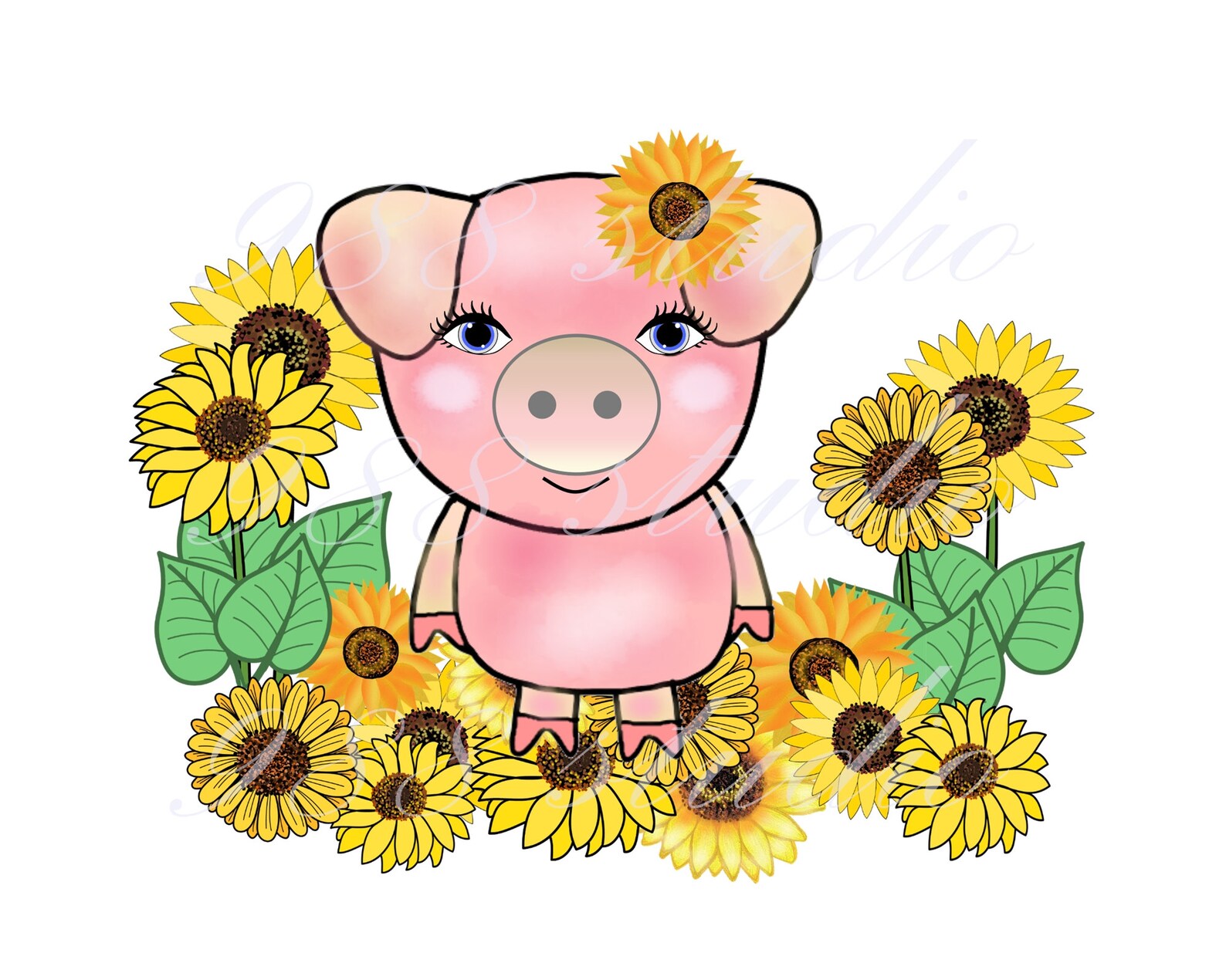 Pig Sunflower Png pig Sublimation pig With Flowers Png pig Etsy