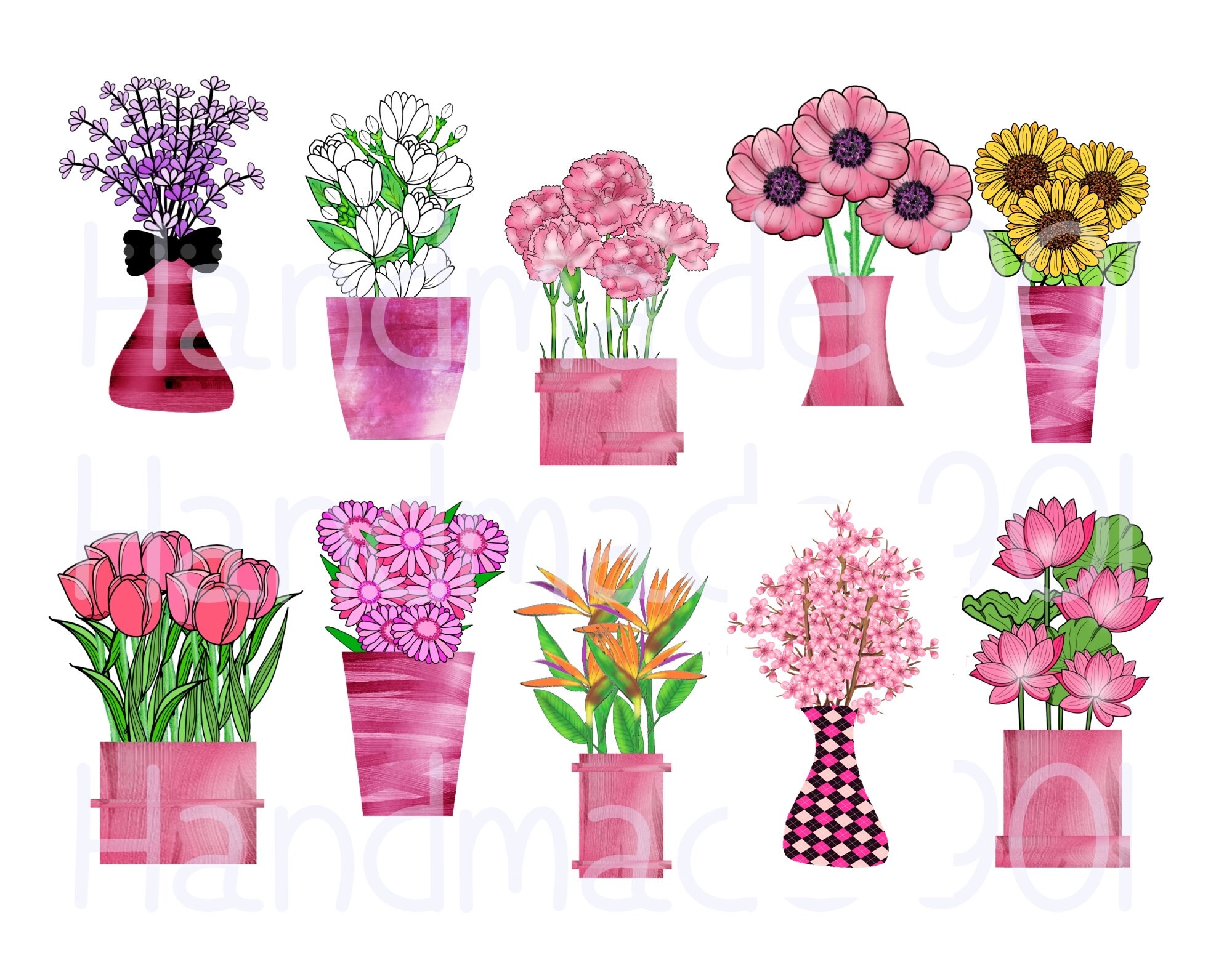 Flower sublimation fileflower in vase pngpink flower png | Etsy