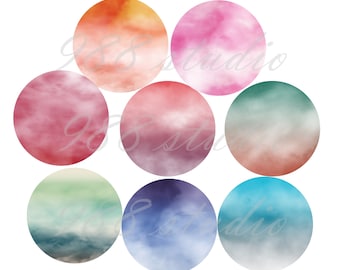 Sky coaster -cloudy background png  -color round -coaster art- circle background png -coaster digital -clip art -commercial use