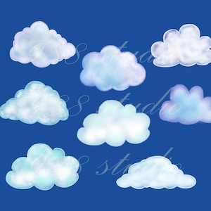 Cloud clip art- cloud sublimation -cloudy weather -sky sublimation -cute cloud art- white blue clouds digital download, commercial use png