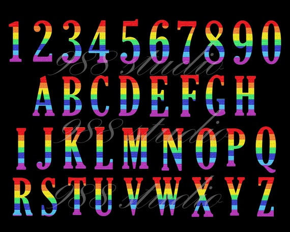 Rainbow Letters Png rainbow Number Fonts Digital-36 Png | Etsy UK