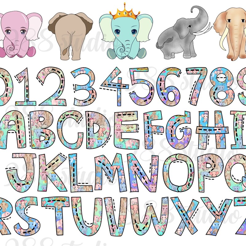 White Elephant Lettering Elephant Font - Etsy