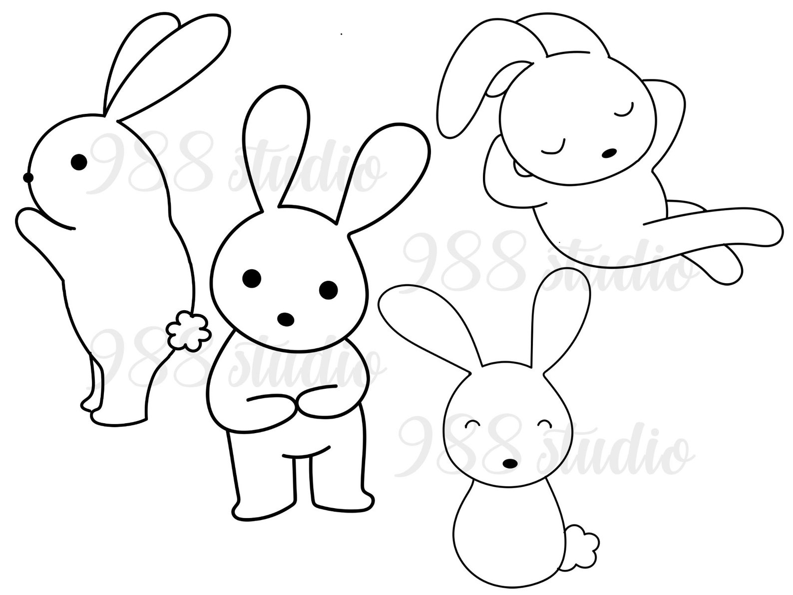Rabbit SVG, Doodle Rabbit Png, Animal Clip Art, Rabbit Line Drawing ...