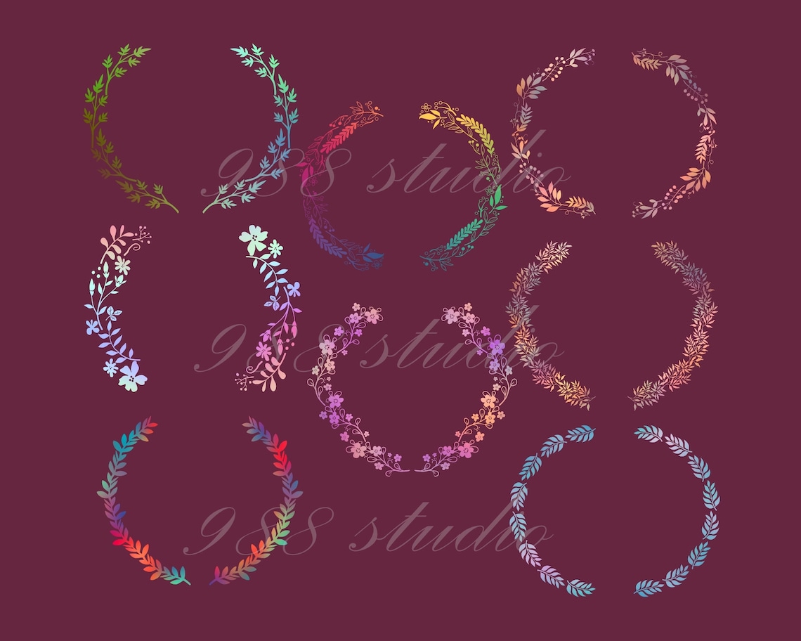 Flower Vine Border border Circle Png Floral Vine Clip Art Etsy