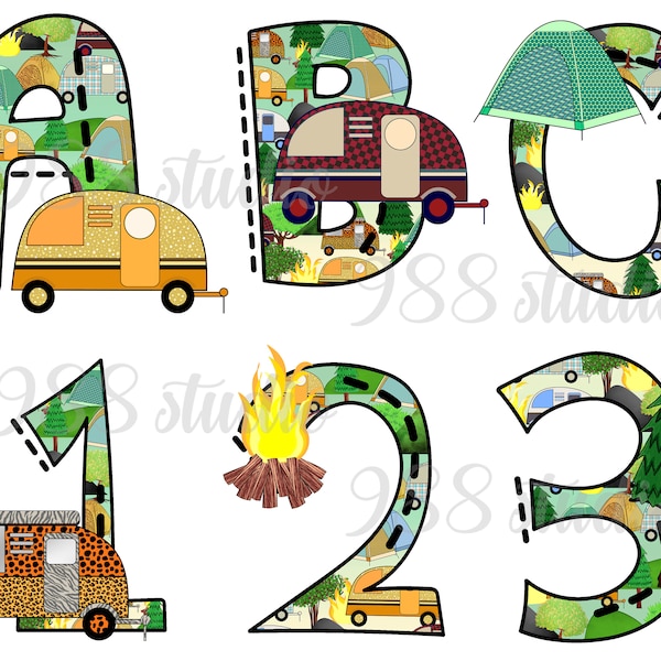 Camping Alphabet - Etsy
