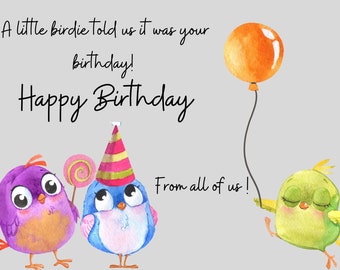 Robin Bird Printable Card Happy Birthday Greeting Card - Etsy