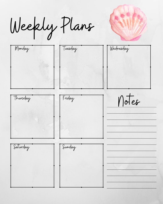 Weekly Calendar Printable | Etsy