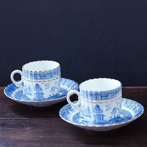 Tasses et soucoupes en porcelaine antique bleu blanc - Céramique antique Sélectionnez le style dans la liste déroulante